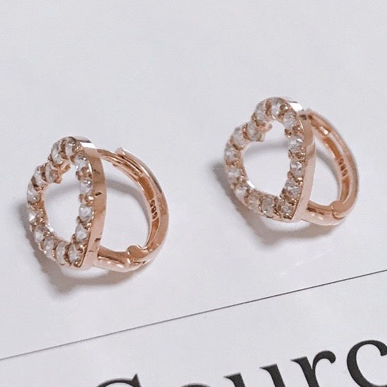 Cubic heart huggie earrings-0