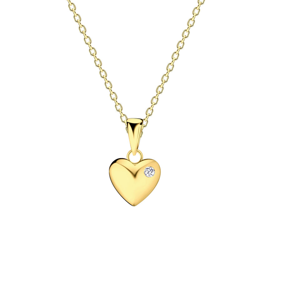Dew Zirconia Gold Plated Mini Smooth Heart 18" Necklace 97013GCZ