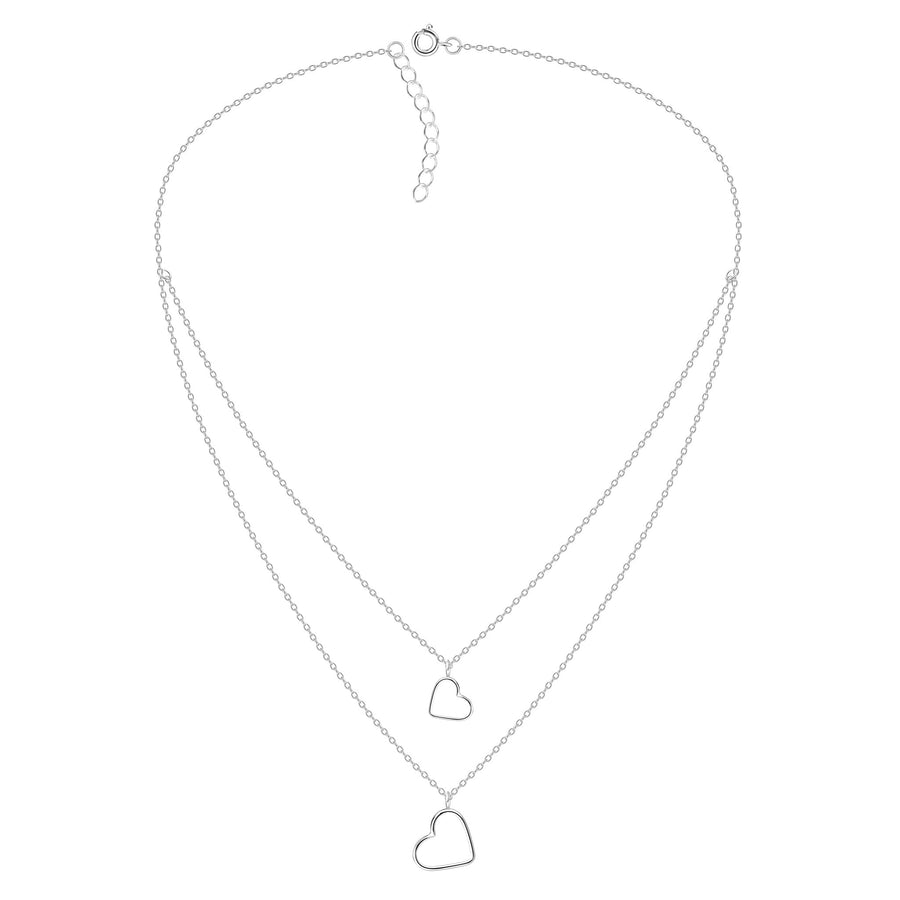 Dew Layered Double Heart 18" Necklace 97015HP
