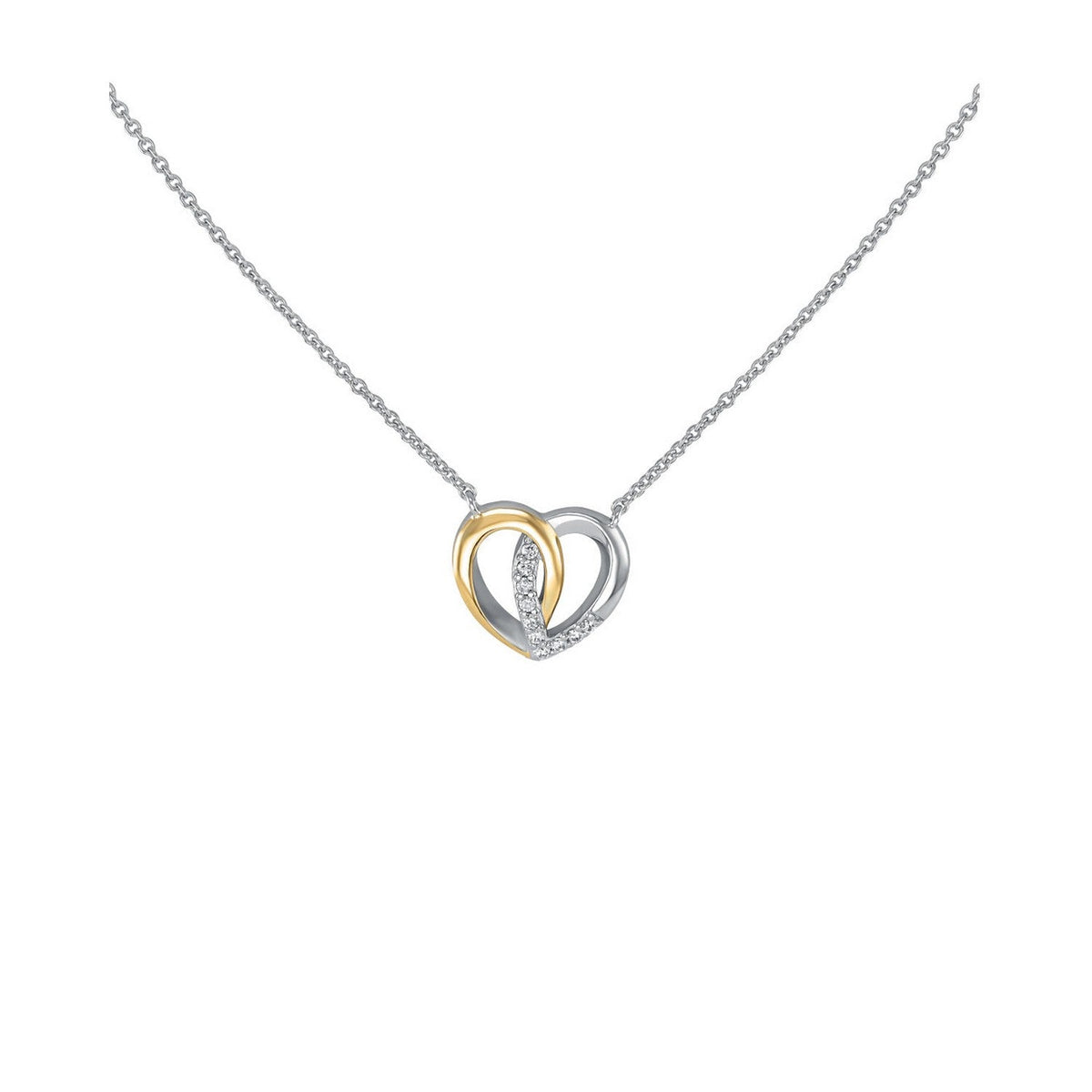 Dew Gold Plated Entwined Heart CZ 18 Inch Necklace