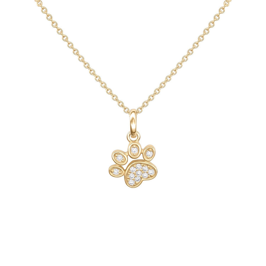 Dew Gold Plated Paw Print Zirconia 18 Inch Necklace 97738GCZ