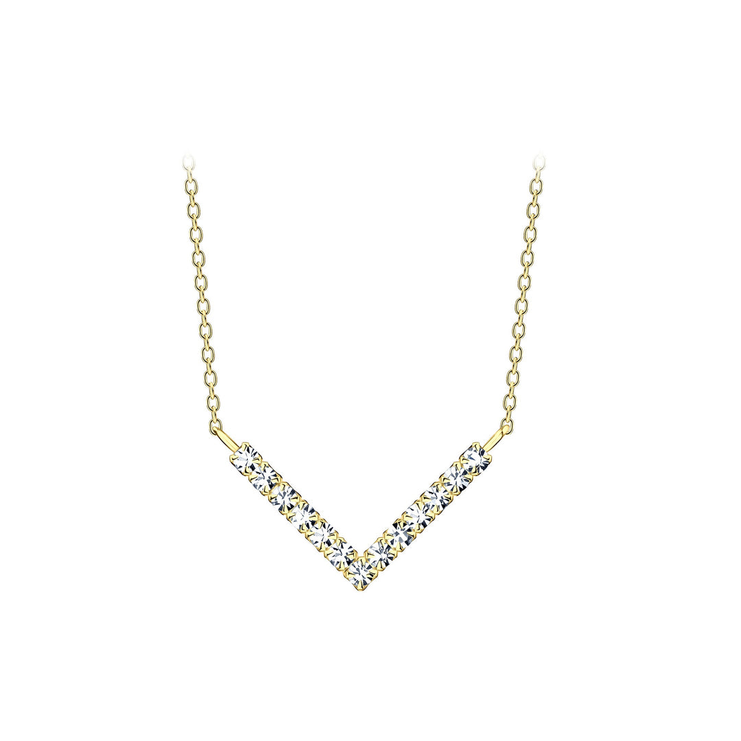 Dew Crystal Gold Plated Chevron 18" Necklace 9784GCC