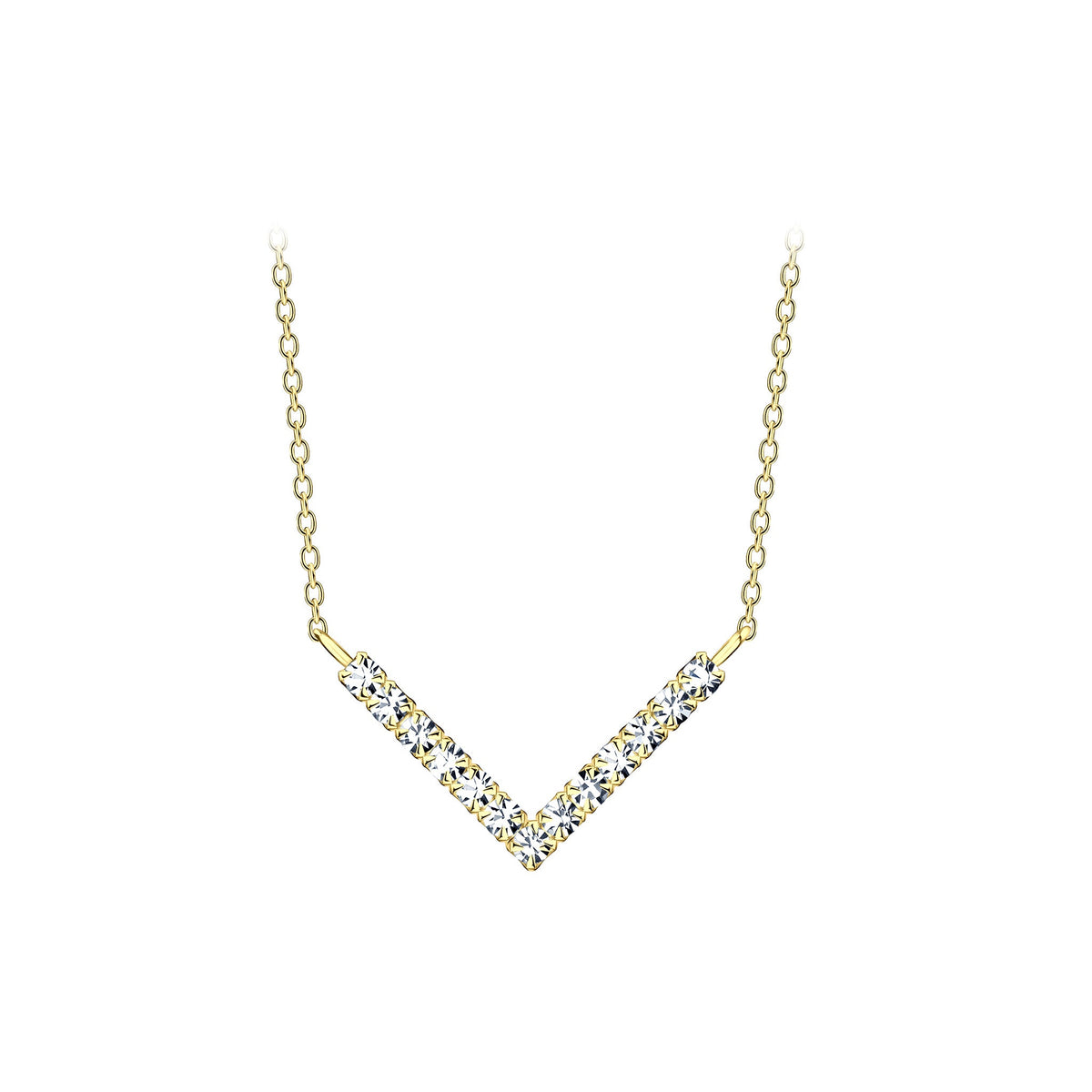 Dew Crystal Gold Plated Chevron 18" Necklace 9784GCC