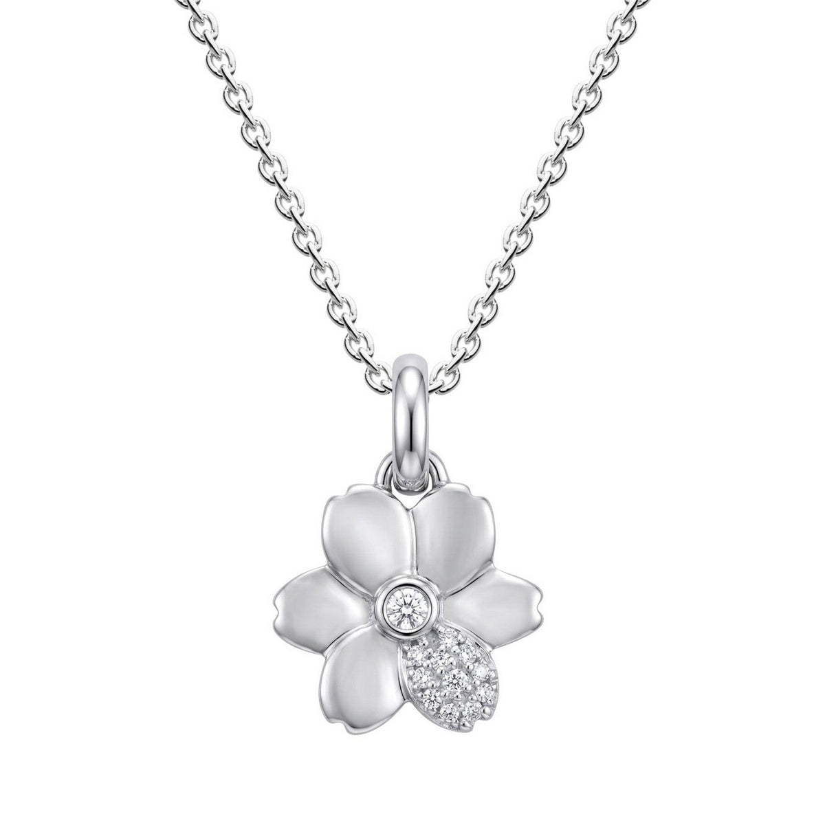 Dew Petal Flower CZ Pendant