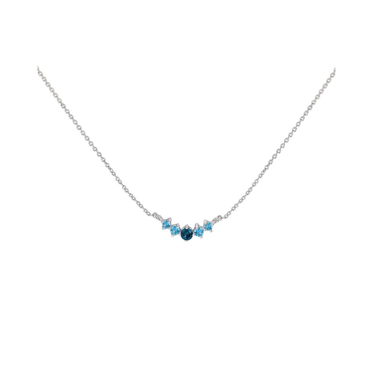 Dew Blue Curve CZ 18 Inch Necklace
