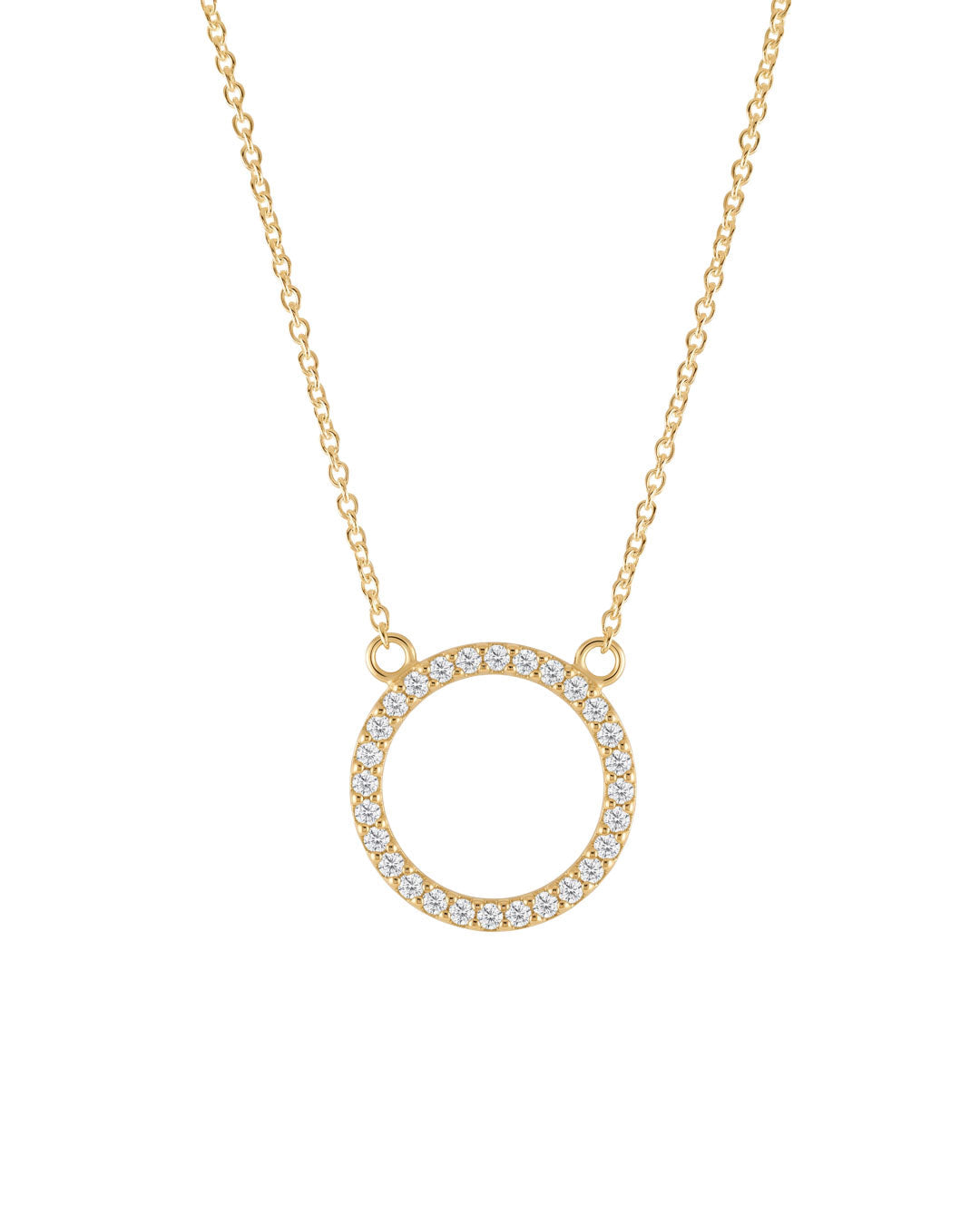 Dew Gold Plated Open Circle CZ 18 Inch Necklace