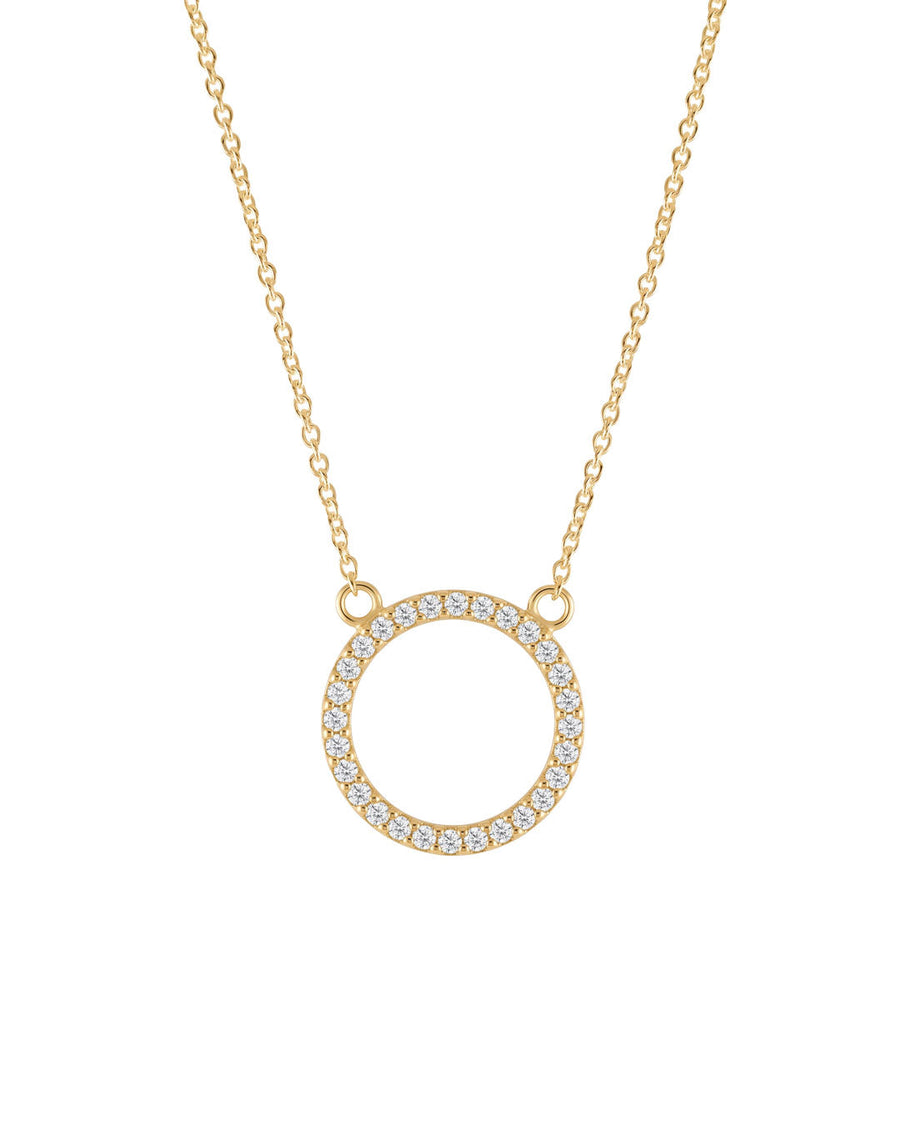 Dew Gold Plated Open Circle Zirconia 18 Inch Necklace 9882GCZ
