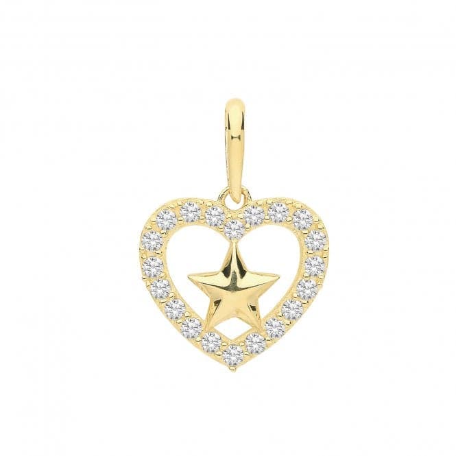 9C Yellow Gold Zirconia Heart& Star Charm PN1138Acotis Gold JewelleryPN1138