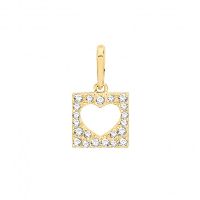 9C Yellow Gold Zirconia Heart&Square Charm PN1137Acotis Gold JewelleryPN1137