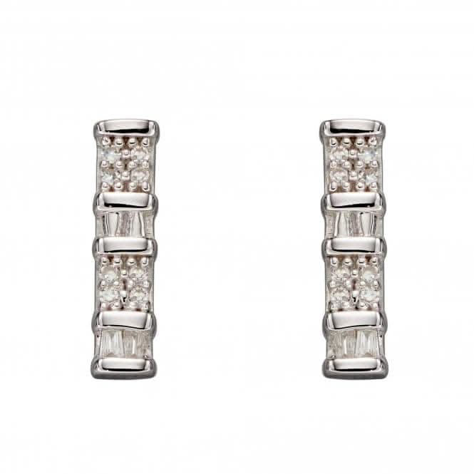9ct Baguette Bar Ear White Gold Earrings GE2356