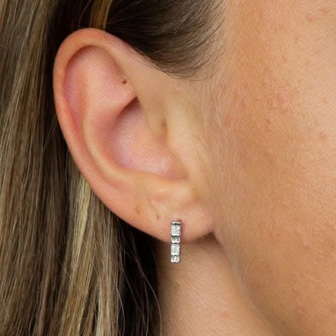 9ct Baguette Bar Ear White Gold Earrings GE2356