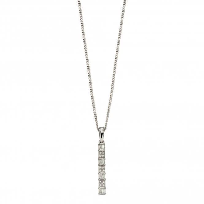 9ct Baguette Bar White Gold Pendant GP2251