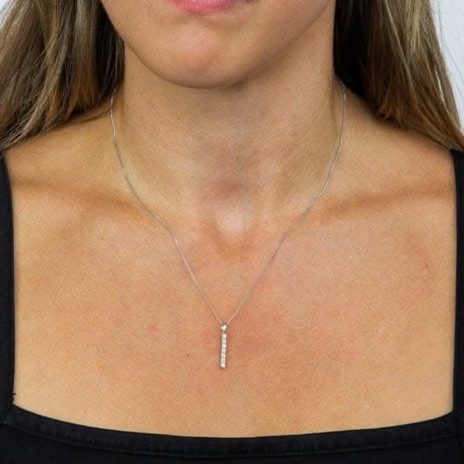 9ct Baguette Bar White Gold Pendant GP2251Elements GoldGP2251