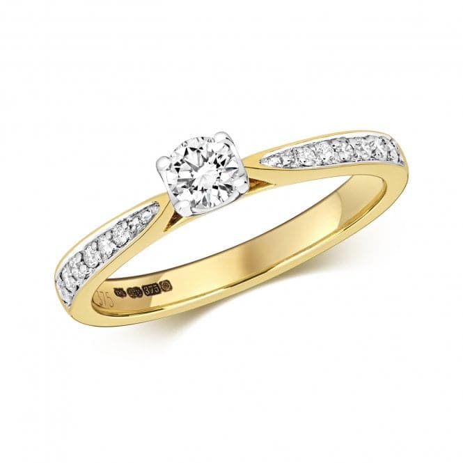 9ct Diamond Solitaire Set Shoulders Gold Rings RD628Diamond JewelleryRD628/J