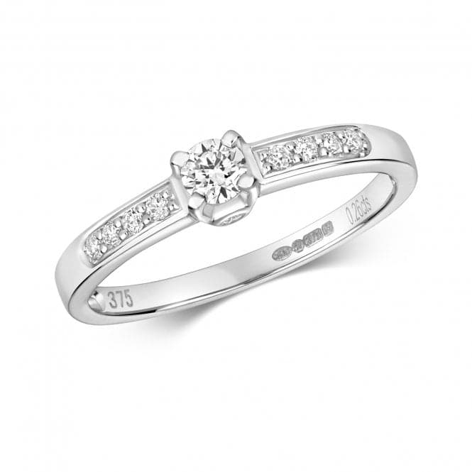 9ct Diamond Solitaire Set Shoulders White Gold Ring RD134WDiamond JewelleryRD134W/J