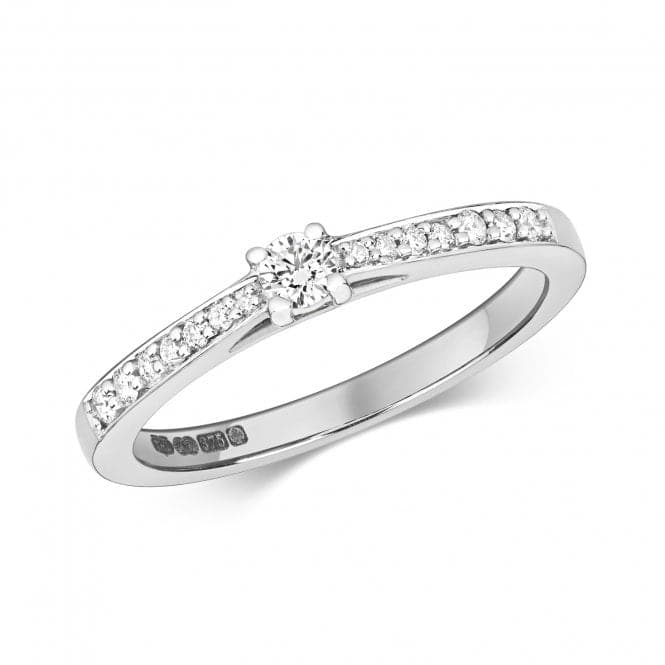 9ct Diamond Solitaire Set Shoulders White Gold Rings RD630WDiamond JewelleryRD630W/J