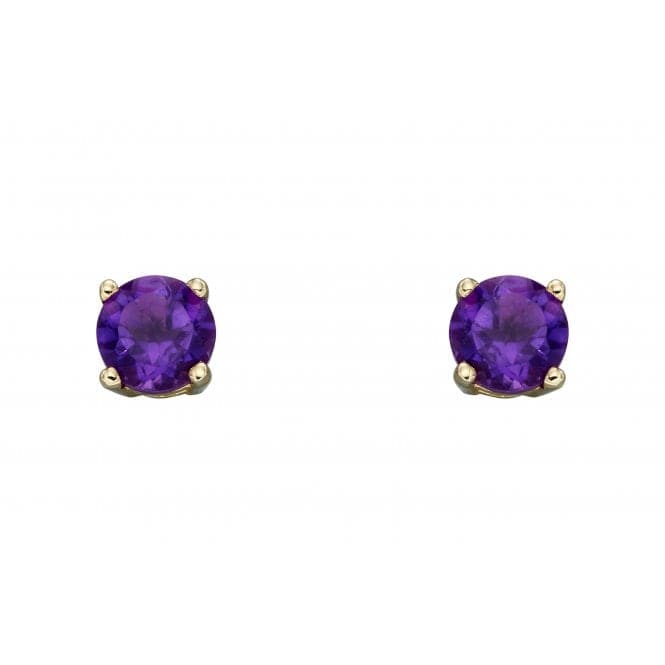 9ct February Amethyst 4mm Stud Earrings GE2327Elements GoldGE2327