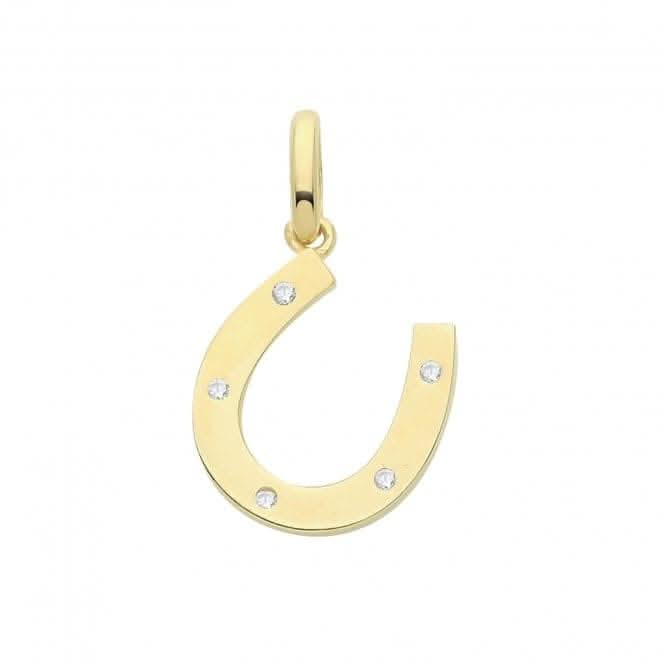 9ct Gold 5 Zirconia Set Horseshoe Pendant PN1256Acotis Gold JewelleryPN1256