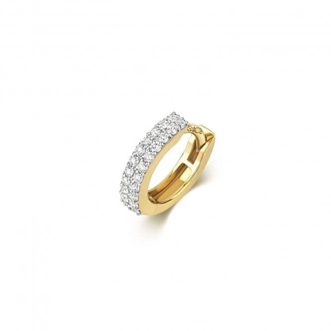 9ct Gold Diamond Cartilage 2 Rows Single Hoop ED930Diamond JewelleryED930
