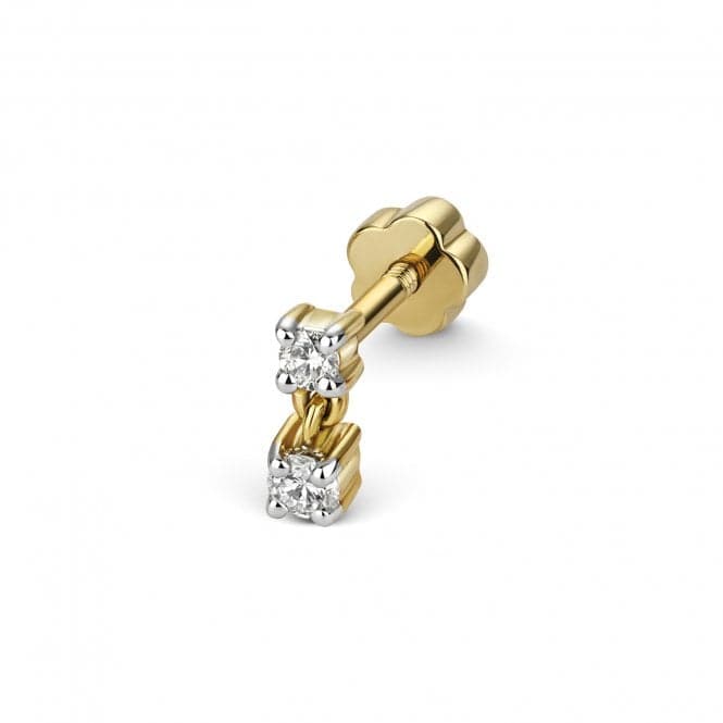 9ct Gold Diamond Cartilage 2 Stone Drop Single Stud ED926Diamond JewelleryED926