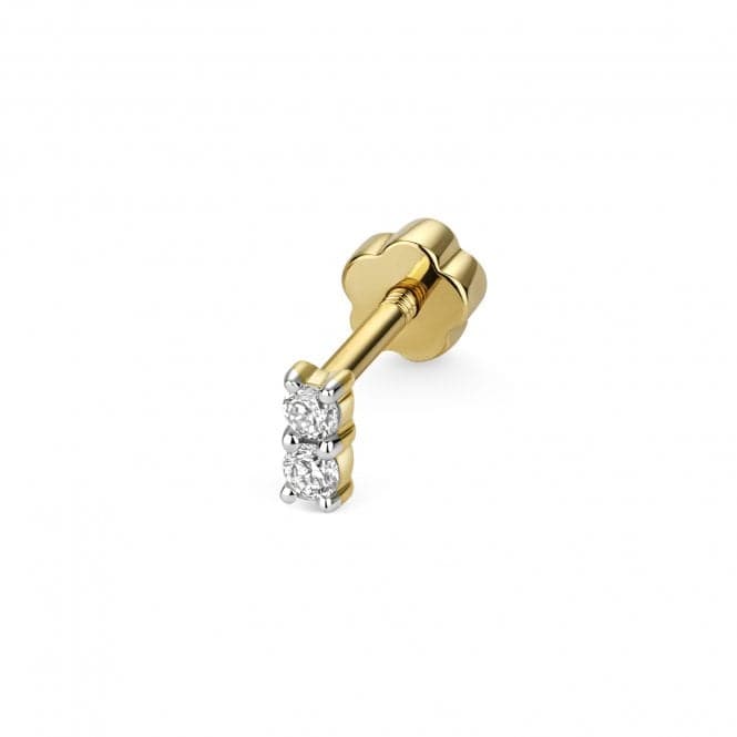 9ct Gold Diamond Cartilage 2 Stone Single Stud ED923Diamond JewelleryED923