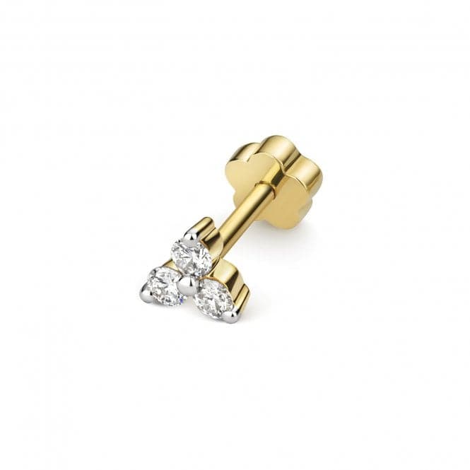 9ct Gold Diamond Cartilage 3 Stone Single Stud ED918Diamond JewelleryED918