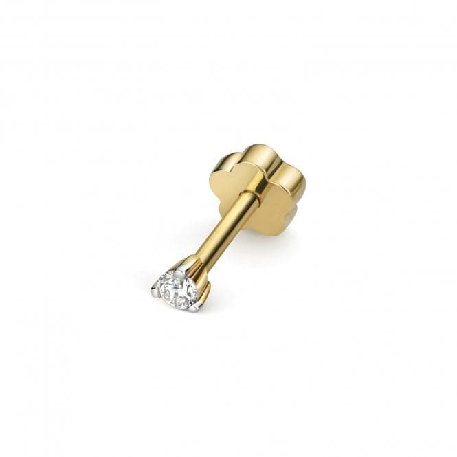 9ct Gold Diamond Cartilage 3Claw Single Stud ED909Diamond JewelleryED909