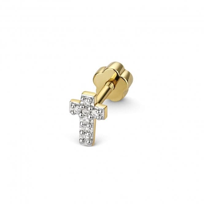 9ct Gold Diamond Cartilage Cross Single Stud ED924Diamond JewelleryED924