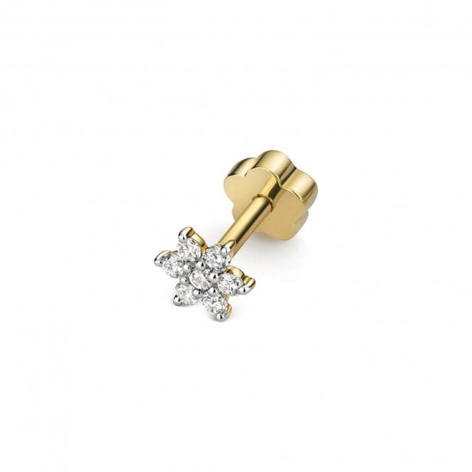 9ct Gold Diamond Cartilage Flower Single Stud ED912Diamond JewelleryED912