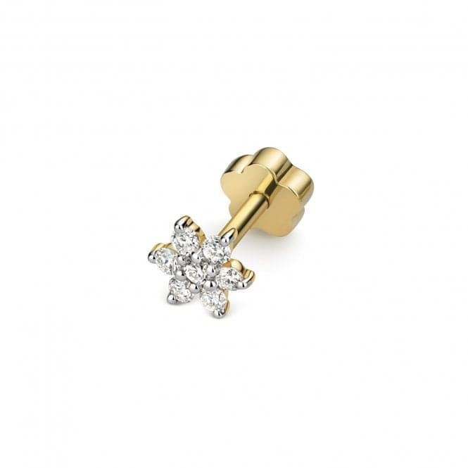 9ct Gold Diamond Cartilage Flower Single Stud ED913Diamond JewelleryED913