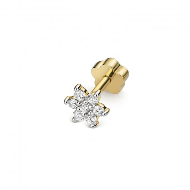 9ct Gold Diamond Cartilage Flower Single Stud ED914Diamond JewelleryED914