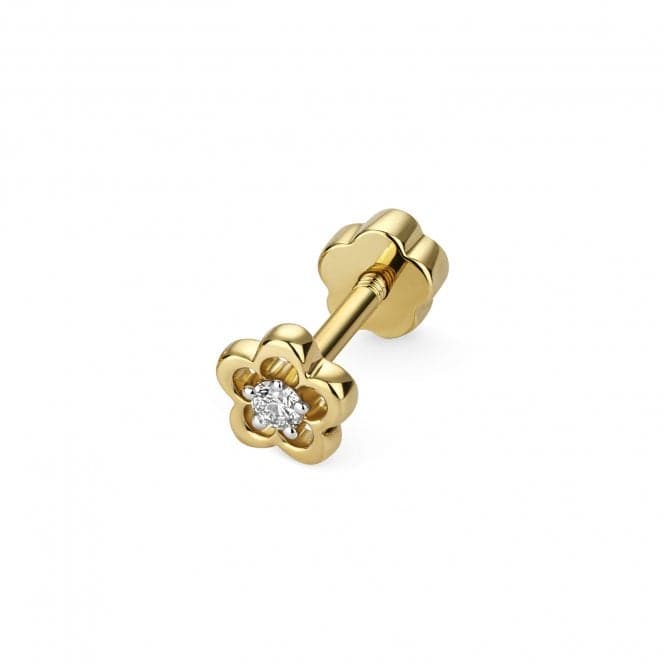 9ct Gold Diamond Cartilage Flower Single Stud ED921Diamond JewelleryED921