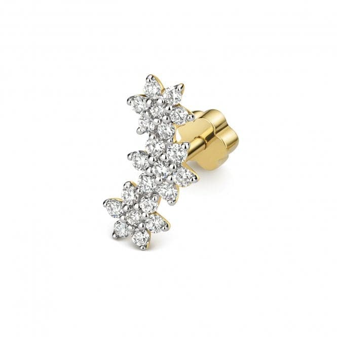 9ct Gold Diamond Cartilage Flower Trio Single Stud ED917Diamond JewelleryED917