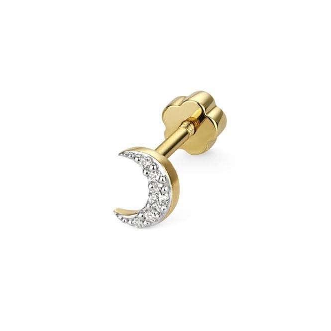 9ct Gold Diamond Cartilage Moon Single Stud ED920Diamond JewelleryED920