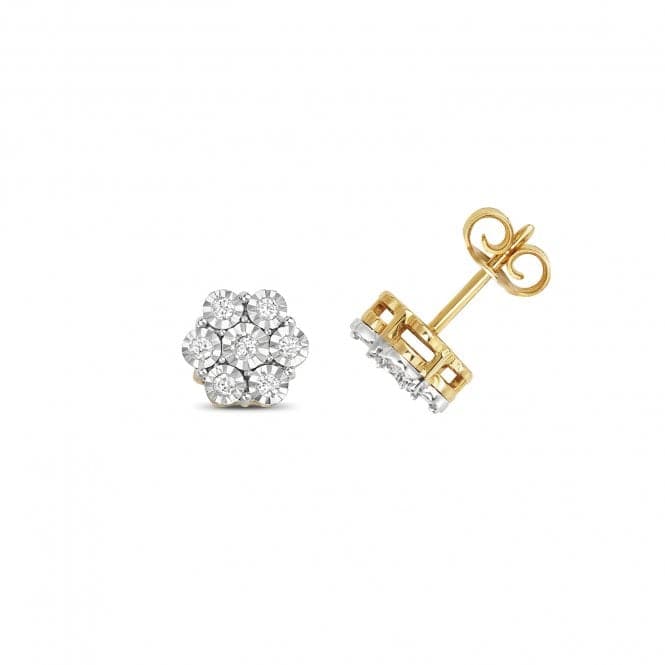 9ct Gold Diamond Illusion Set earrings ED161Diamond JewelleryED161