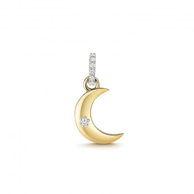 9ct Gold Diamond Moon Pendant PD184Diamond JewelleryPD184