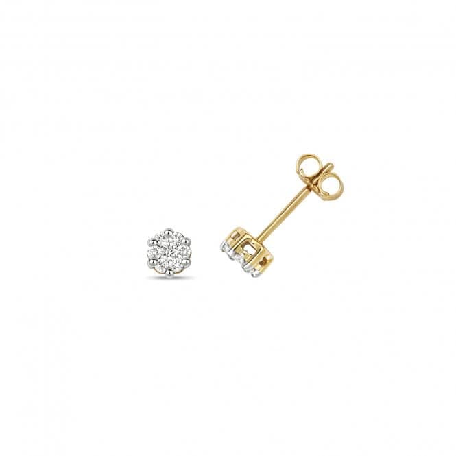 9ct Gold Diamond Round Illusion Set Studs ED111Diamond JewelleryED111