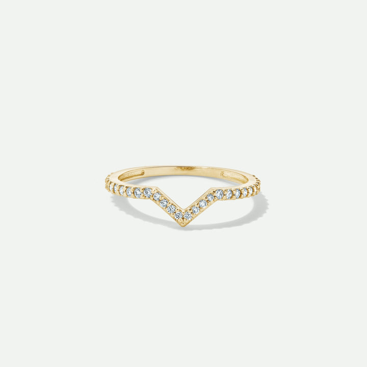 9ct Gold Diamond Wishbone Stacking RingCreated BrillianceBA0074125 - L