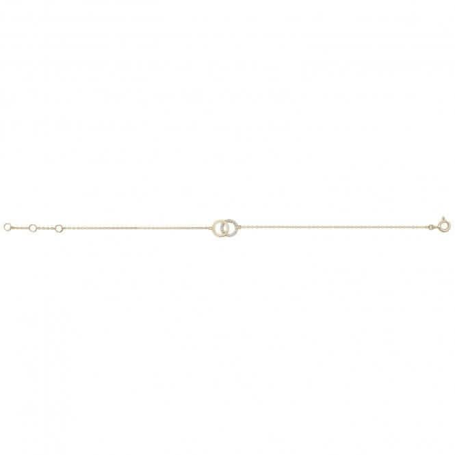 9ct Gold Ladies 7.25 In Zirconia Double Circle Bracelet BR605Acotis Gold JewelleryBR605
