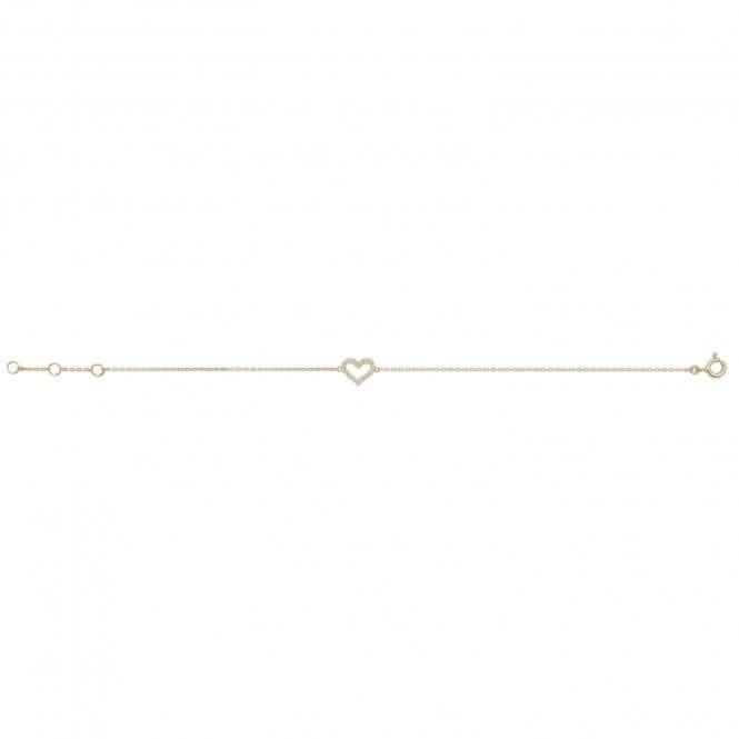 9ct Gold Ladies 7.25 In Zirconia Heart Bracelet BR604Acotis Gold JewelleryBR604