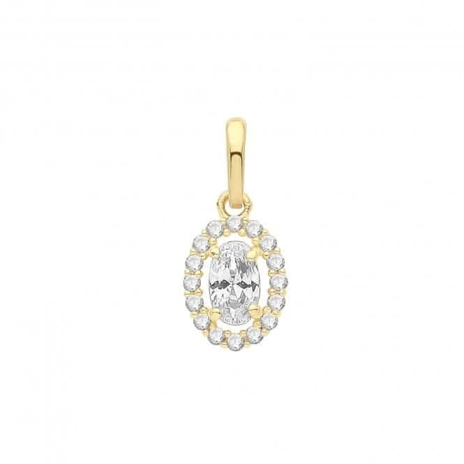 9ct Gold Oval Zirconia Halo Style Pendant PN1247Acotis Gold JewelleryPN1247