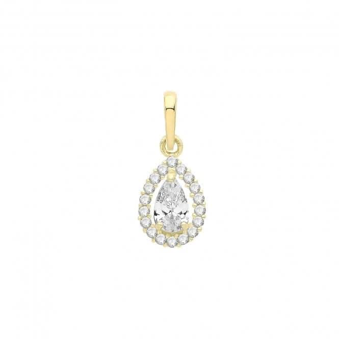 9ct Gold Pear Shape Zirconia Halo Style Pendant PN1248Acotis Gold JewelleryPN1248