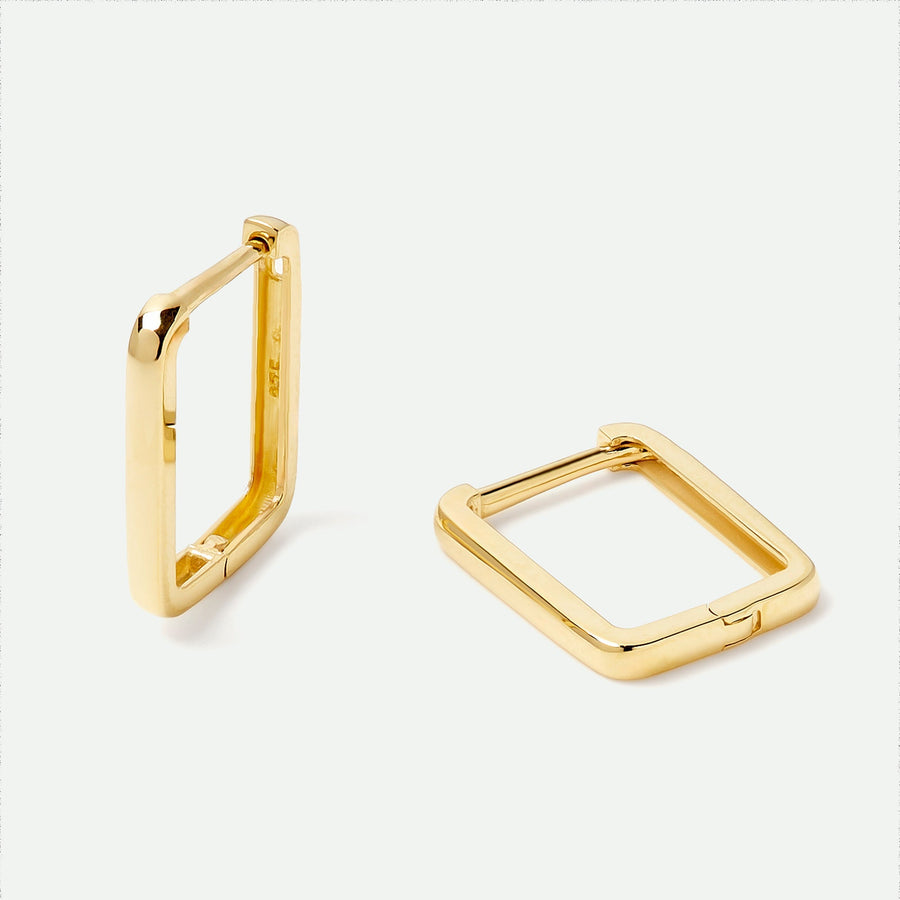 9ct Gold Rectangular Huggie Hoop EarringsCreated BrillianceBA0074510