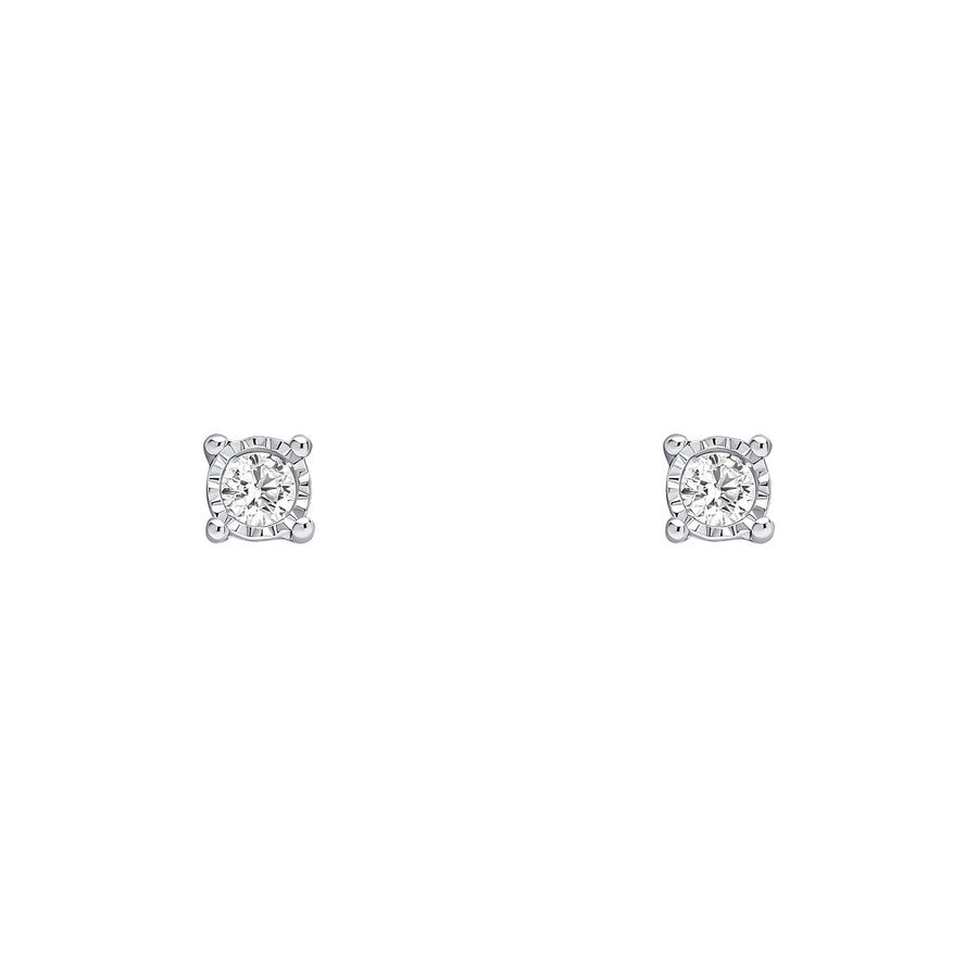 9ct Gold Rhodium Plated Diamond Earrings GE2472Elements GoldGE2472