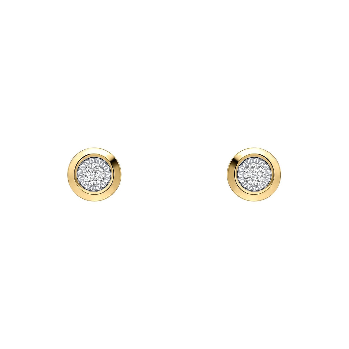 9ct Gold Rhodium Plated Diamond Earrings GE2478Elements GoldGE2478