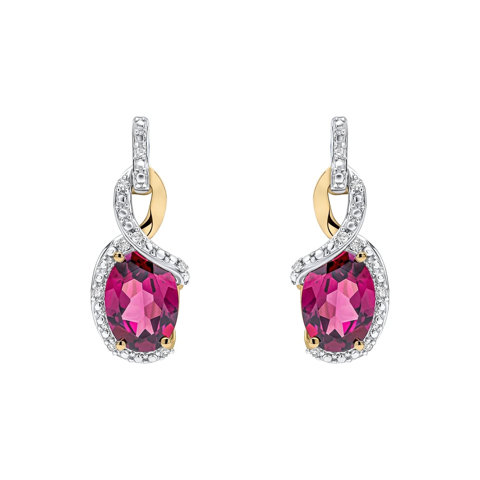 9ct Gold Rhodium Plated Garnet Earrings GE2481MElements GoldGE2481M