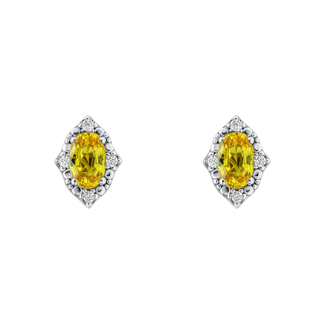 9ct Gold Rhodium Plated Sapphire Diamond Earrings GE2490YElements GoldGE2490Y