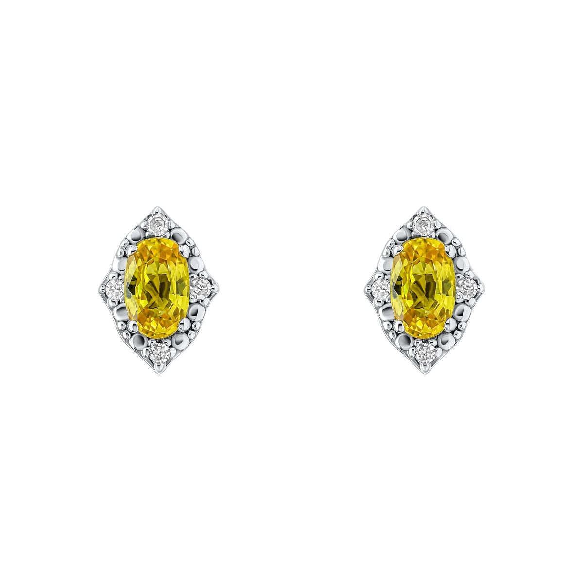 9ct Gold Rhodium Plated Sapphire Diamond Earrings GE2490YElements GoldGE2490Y