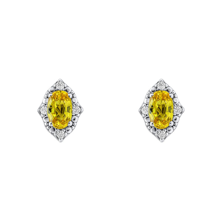 9ct Gold Rhodium Plated Sapphire Diamond Earrings GE2490YElements GoldGE2490Y