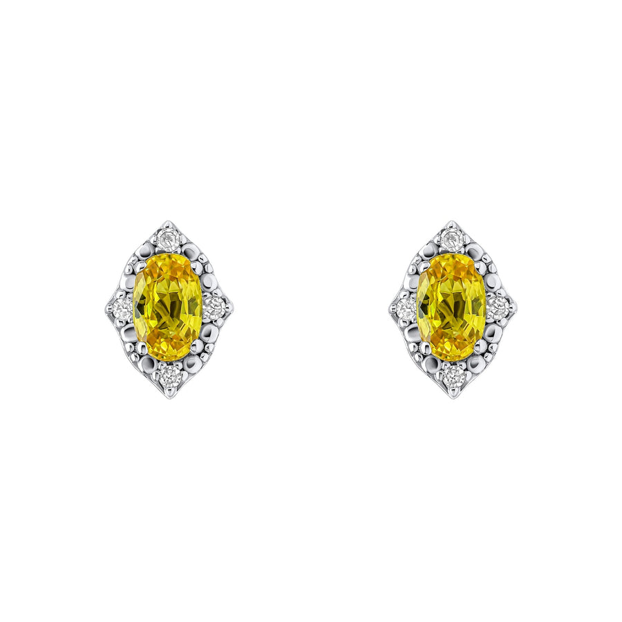 9ct Gold Rhodium Plated Sapphire Diamond Earrings GE2490YElements GoldGE2490Y